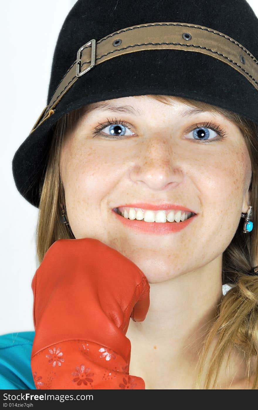 Pretty blue eyed girl in hat