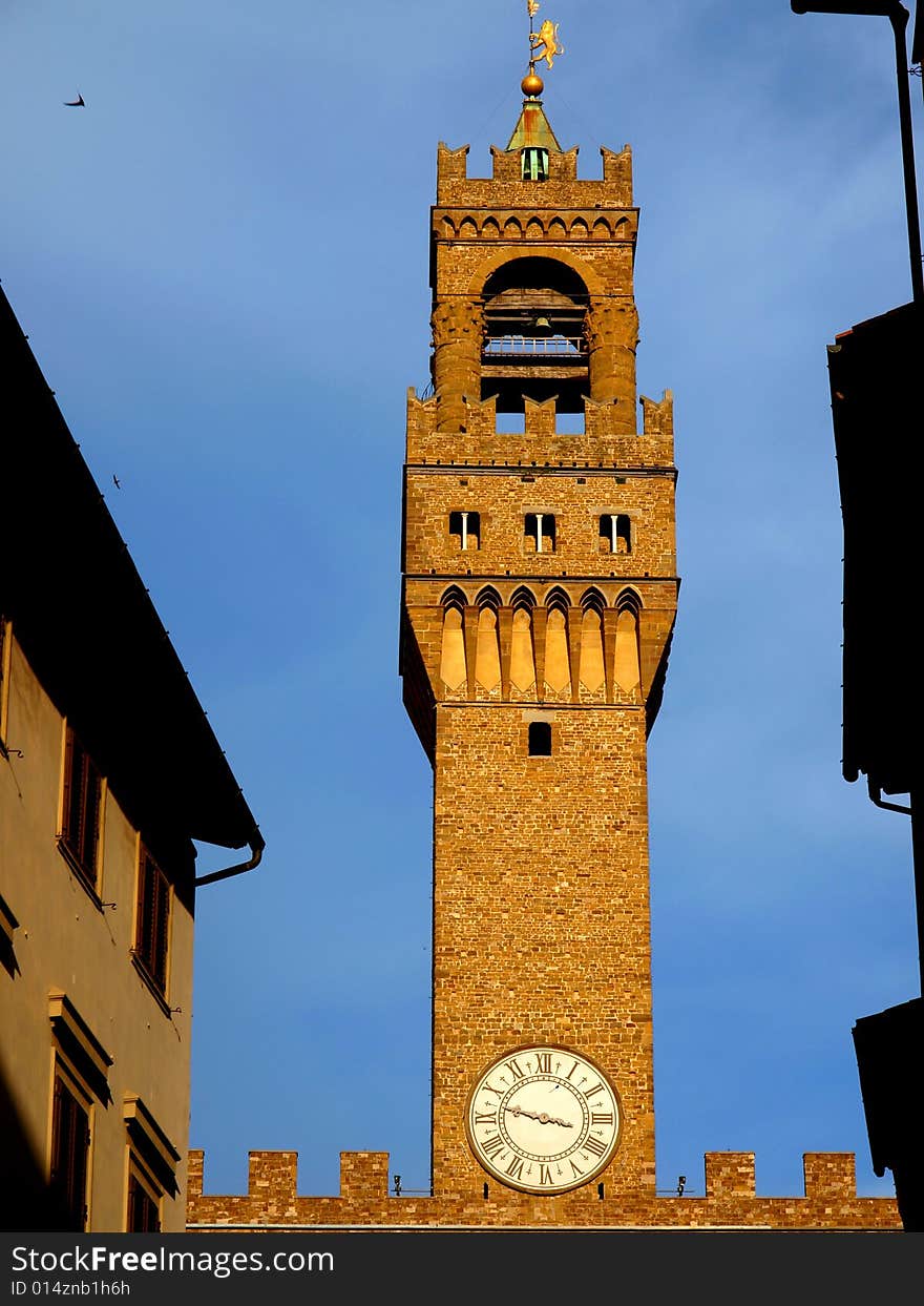 A wonderful shot of the Palazzo Vecchio belltower in Florence. A wonderful shot of the Palazzo Vecchio belltower in Florence