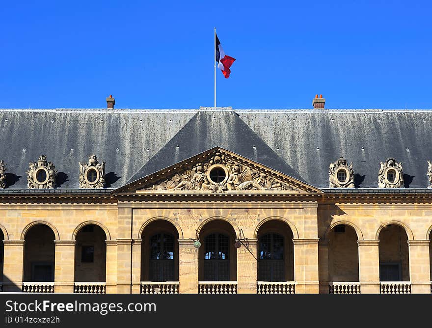 France, Paris: view of the famous monument  of Invalides. A museum related to the military history of France. France, Paris: view of the famous monument  of Invalides. A museum related to the military history of France