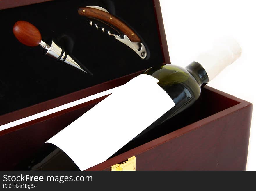 Red wine in a gift box