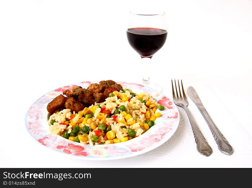 Vegetables with meat and wine