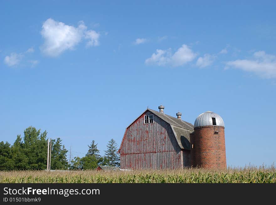 Barn, silo and sky