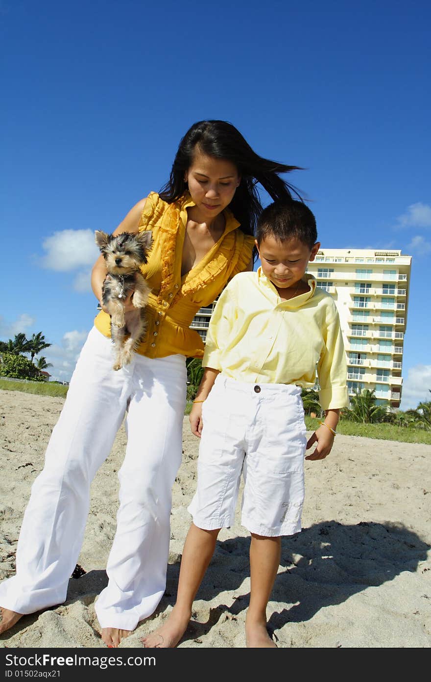 Mother And Son At The Beach