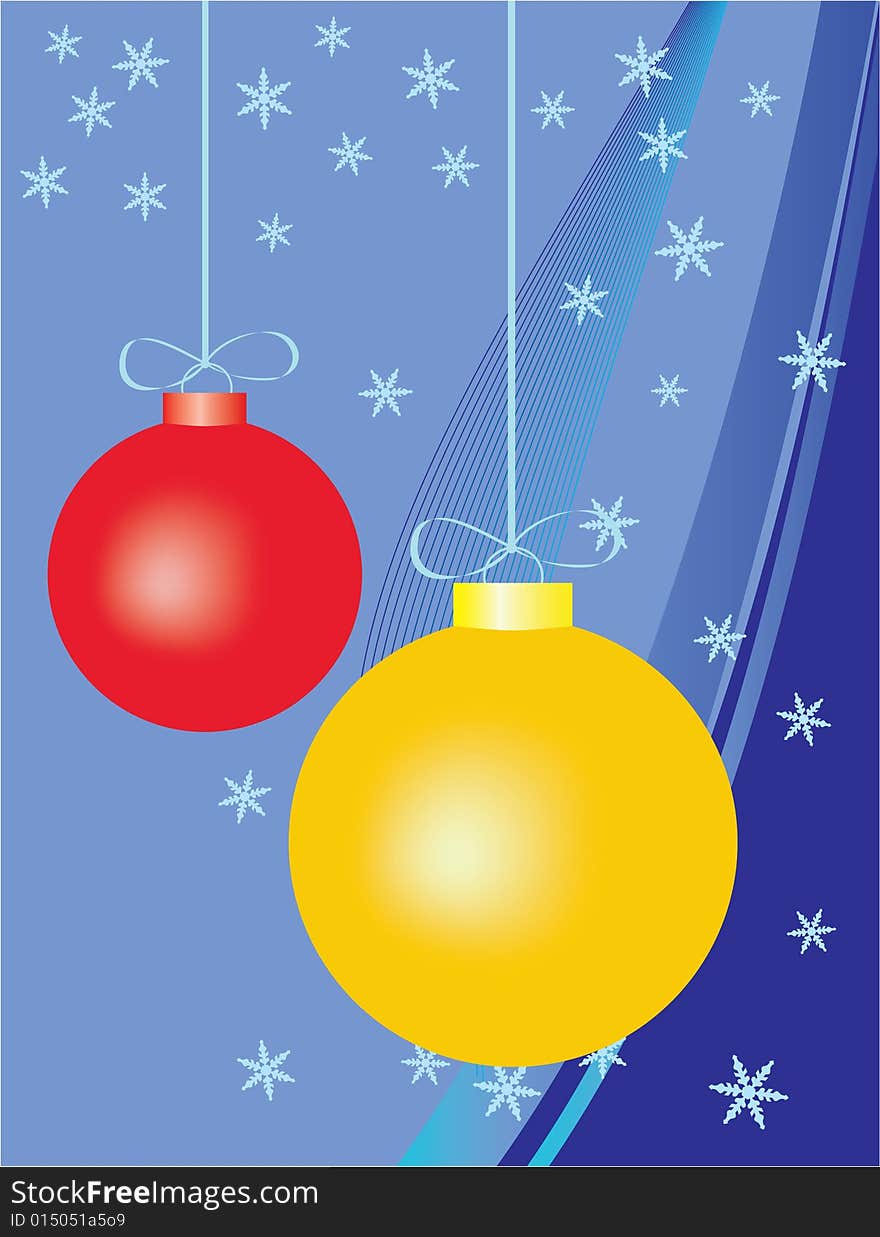 Colorful Christmas background, with red and yellow balls