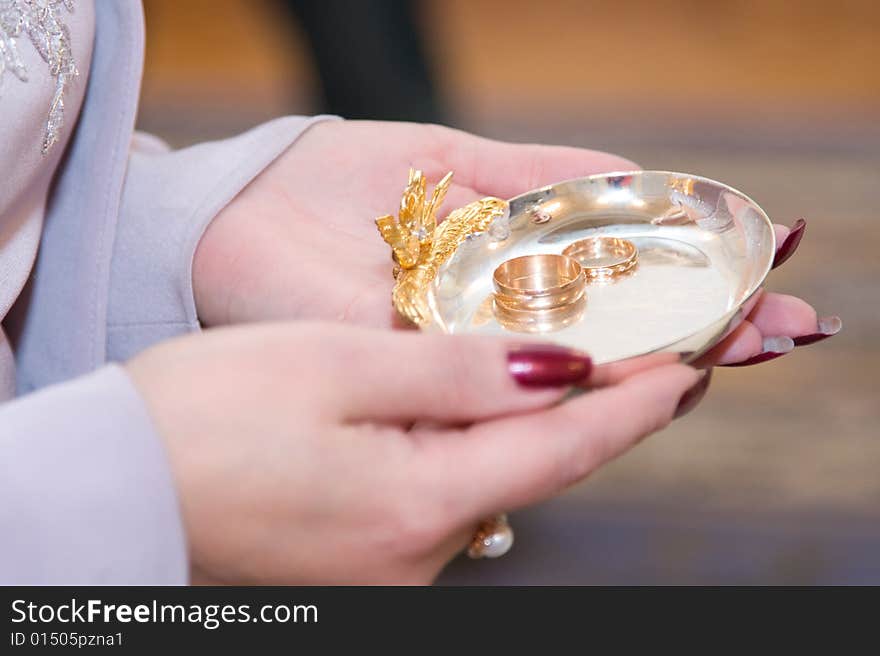 Dressing ceremony at wedding rings, which officially registered marriage