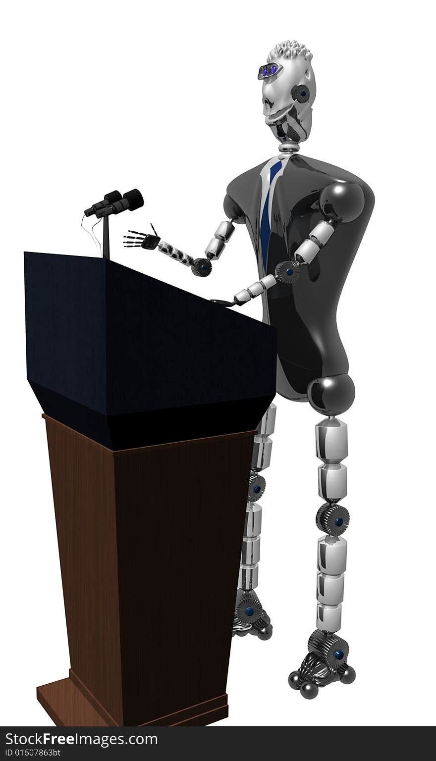 3D rendering of the robotic president isolated against white background. 3D rendering of the robotic president isolated against white background