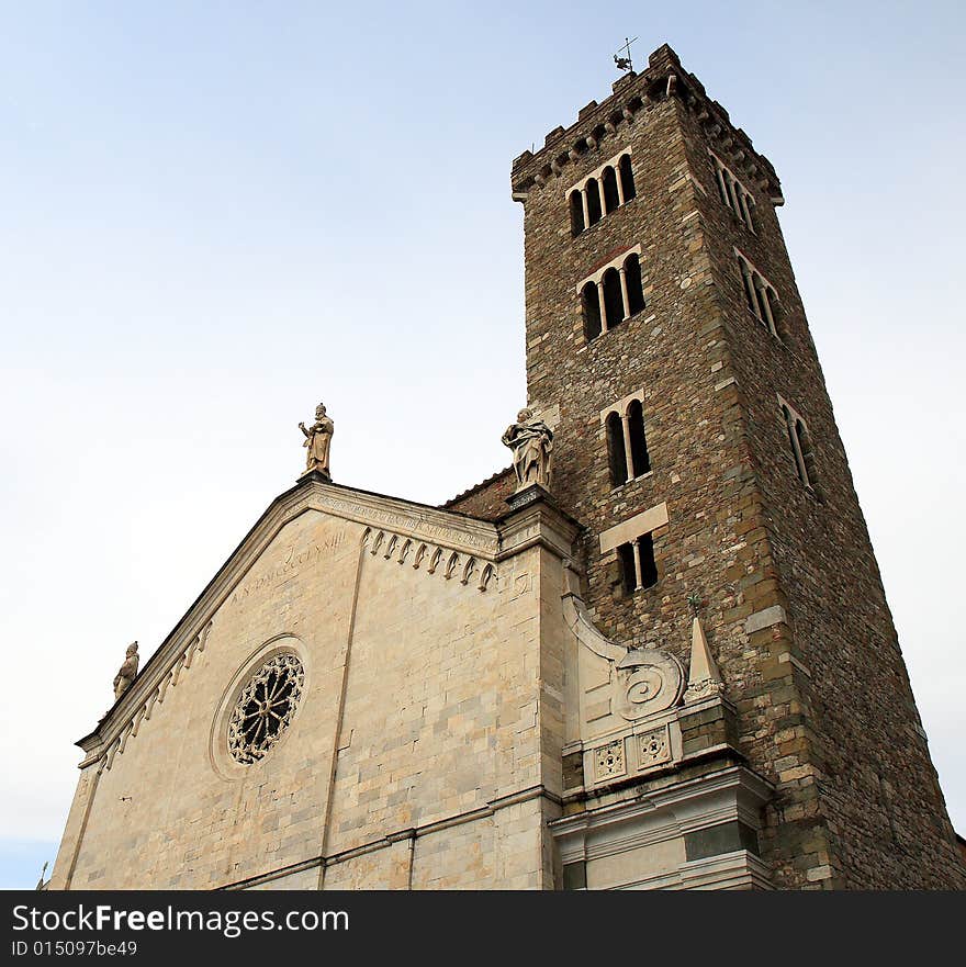 The church of Sarzana (La Spezia, Liguria, Italy) during day. The church of Sarzana (La Spezia, Liguria, Italy) during day