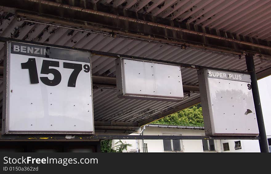 Abandoned Gas Station with empty Price Board. Abandoned Gas Station with empty Price Board