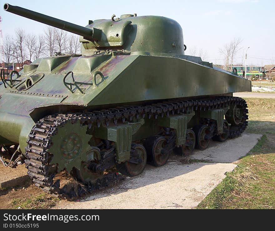 Sherman WW2 Tank at the open-air museum in Russia