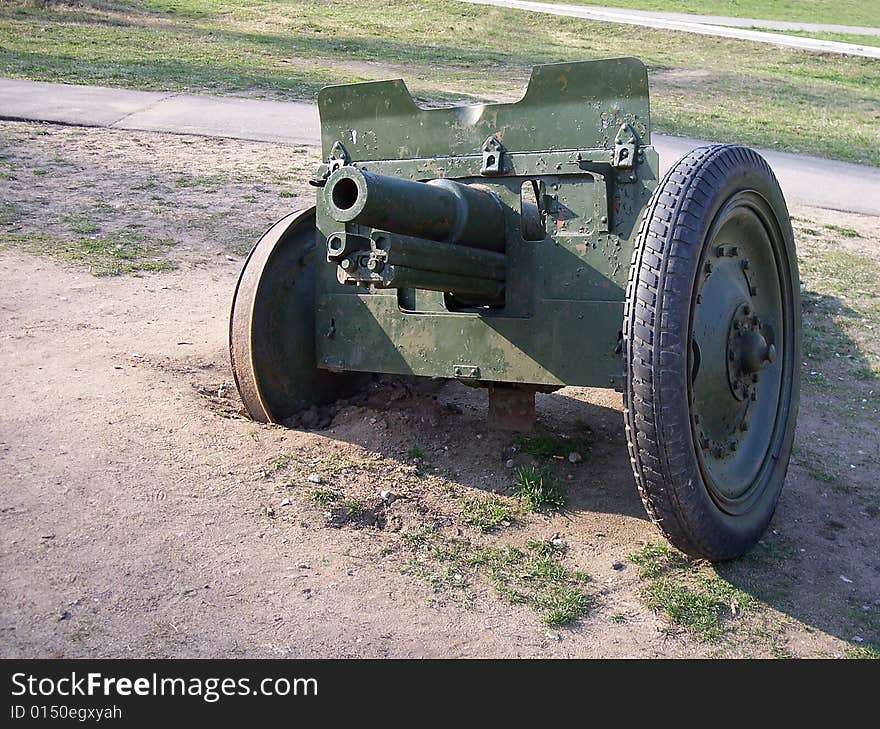 Antitank Soviet WW2 Gun at the open-air museum in Russia