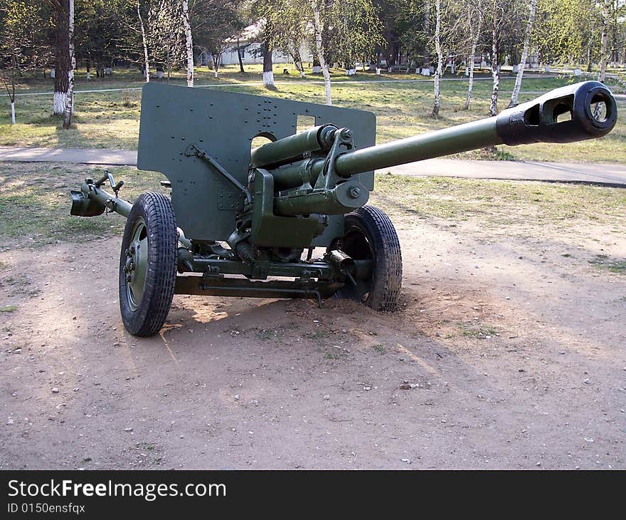 Soviet WW2 Antitank Gun at the open-air museum in Russia