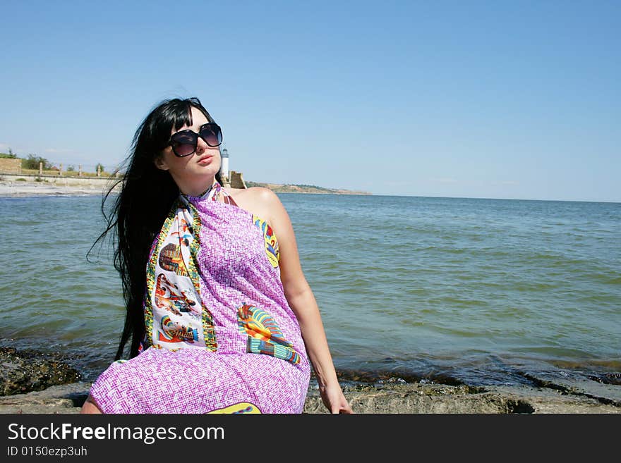 Picture of pretty girl relaxing on the beach