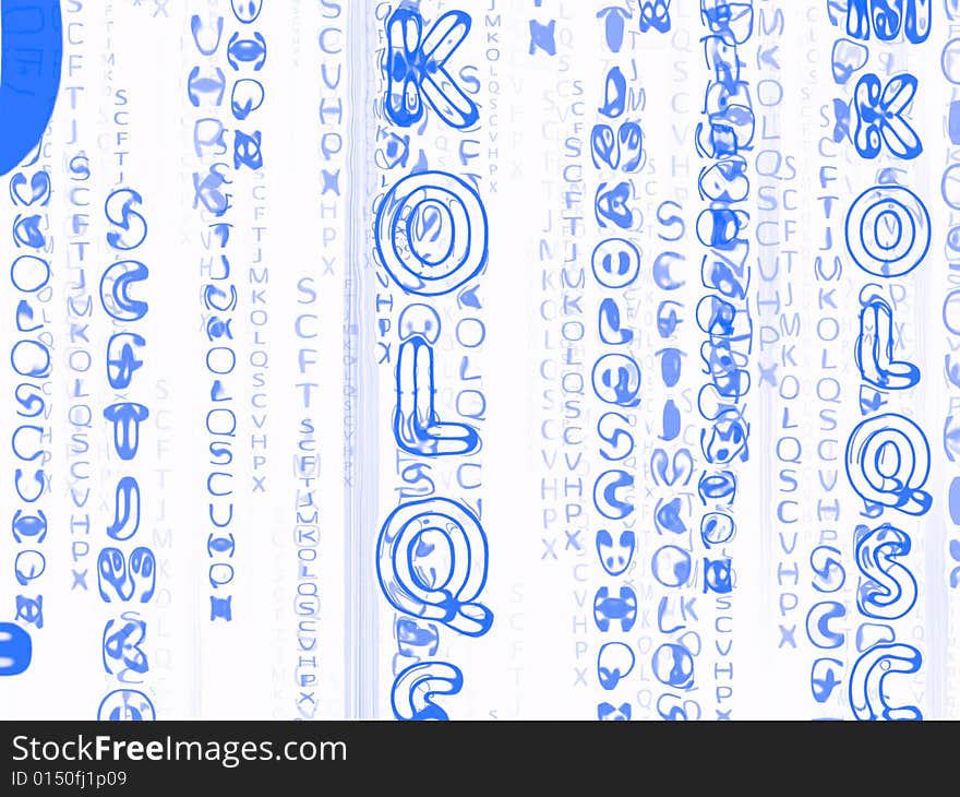 Blue parallel distorted texts in white background. Blue parallel distorted texts in white background