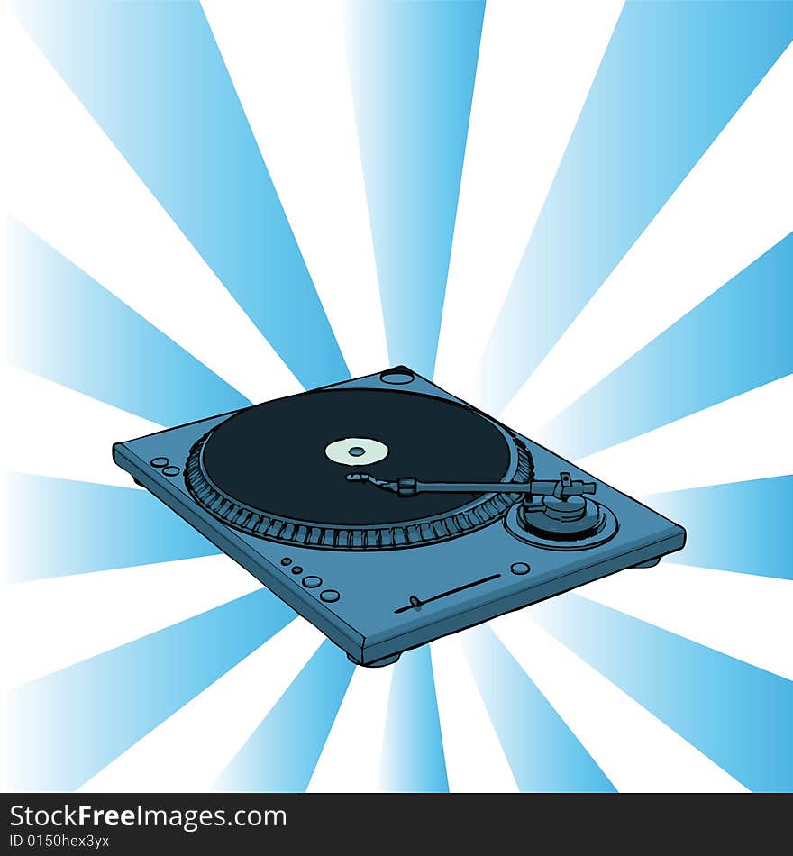 Turntable with blue retro background (with vector EPS format). Turntable with blue retro background (with vector EPS format)