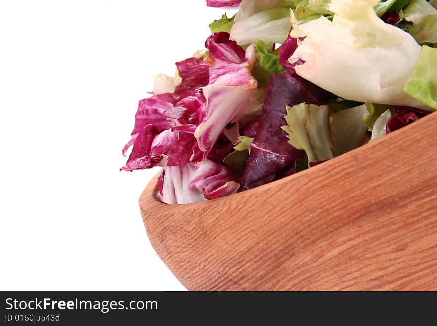 Salad with lettuce leaves close up