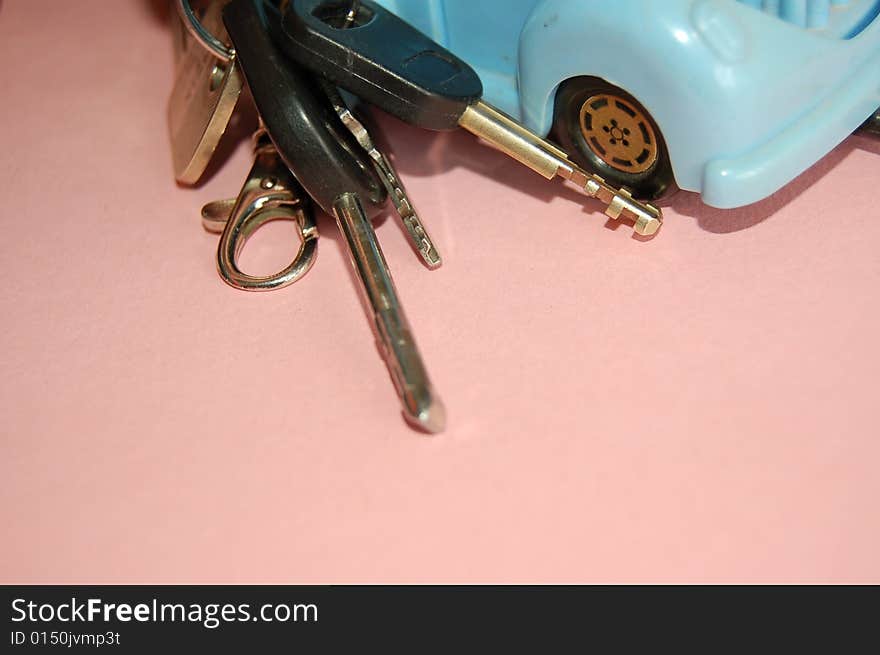 The detail of car and key. The detail of car and key