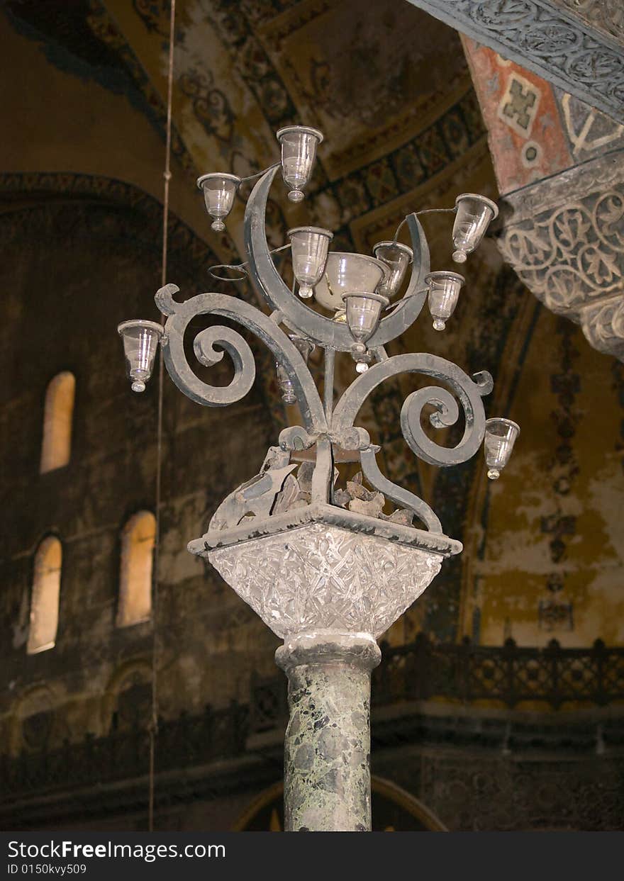 Inside of Hagia Sophia, The monument most famous of Istanbul - Turkey