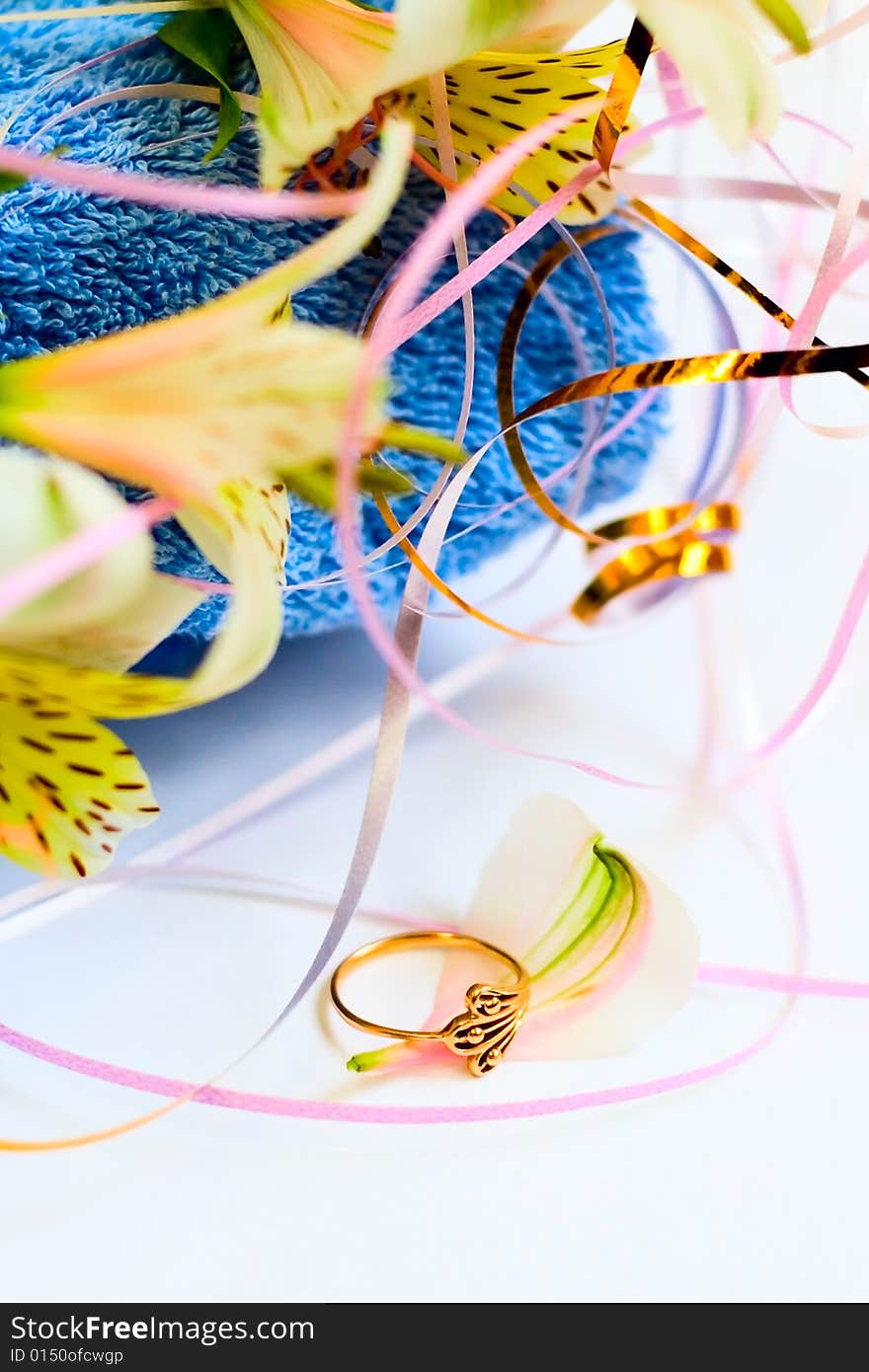 Gold ring and flower