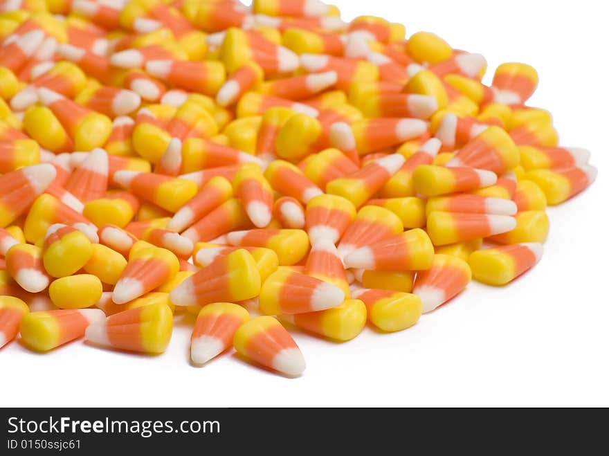 Candy corn on white background