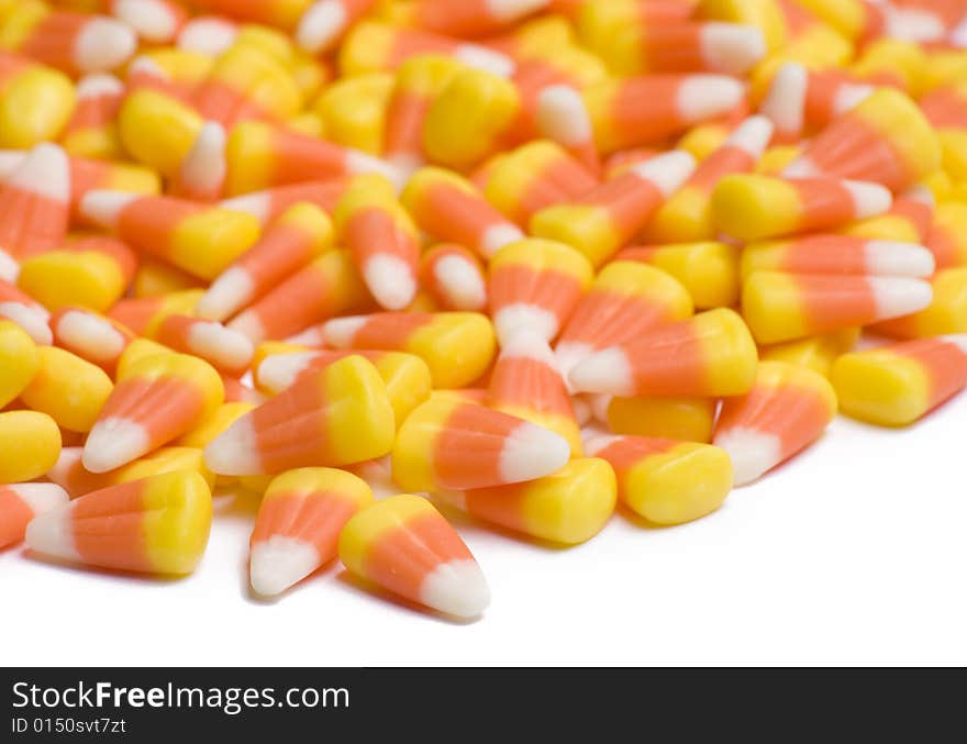 Candy corn on white background