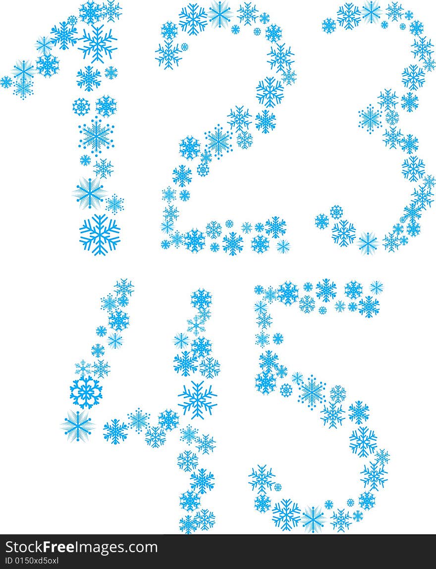 Five snowflake letters. Vector illustration. Five snowflake letters. Vector illustration.