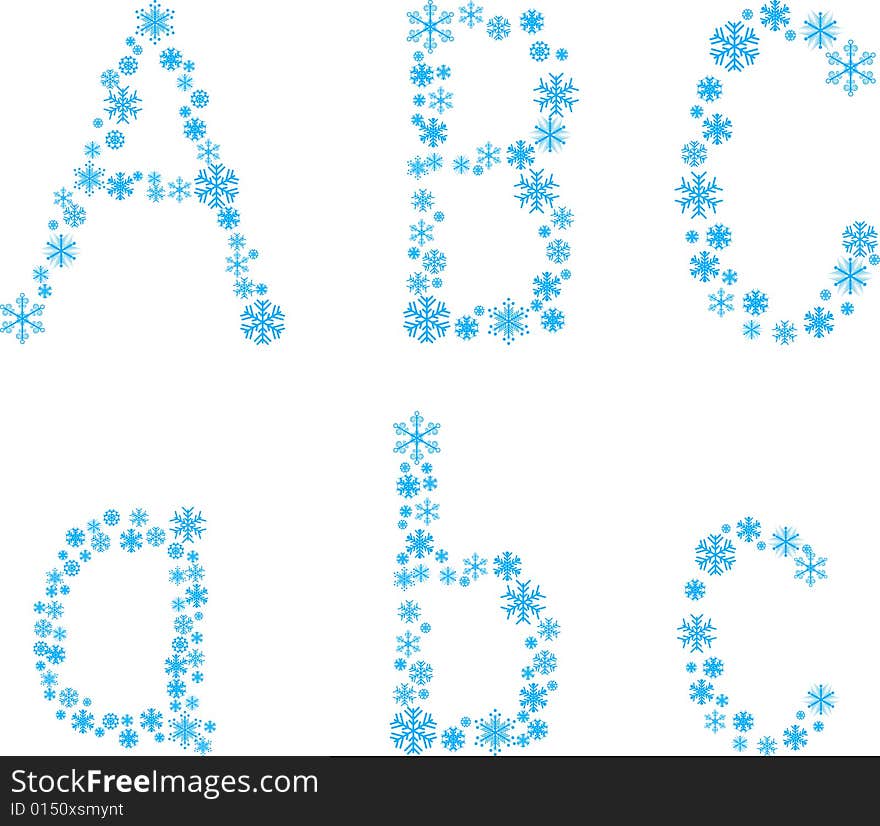 Three snowflake letters. Vector illustration. Three snowflake letters. Vector illustration.