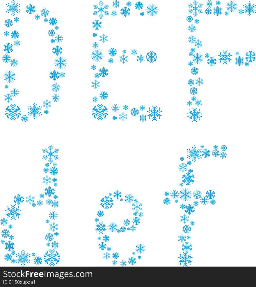 Three snowflake letters. Vector illustration. Three snowflake letters. Vector illustration.