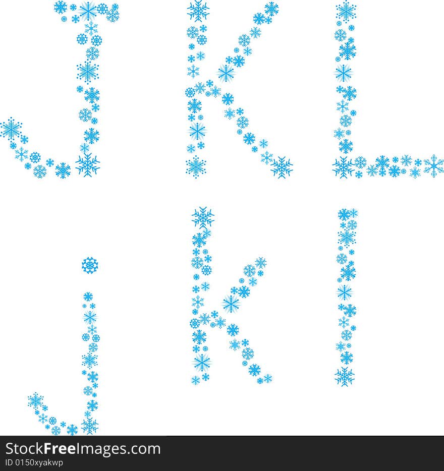 Three snowflake letters. Vector illustration. Three snowflake letters. Vector illustration.