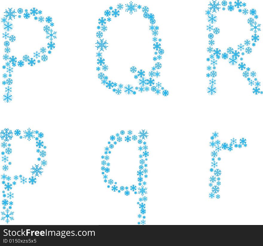 Three snowflake letters. Vector illustration. Three snowflake letters. Vector illustration.