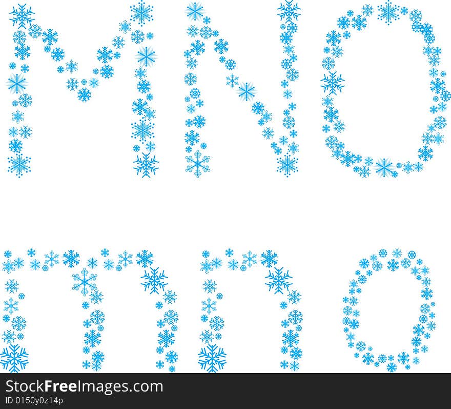 Three snowflake letters. Vector illustration. Three snowflake letters. Vector illustration.