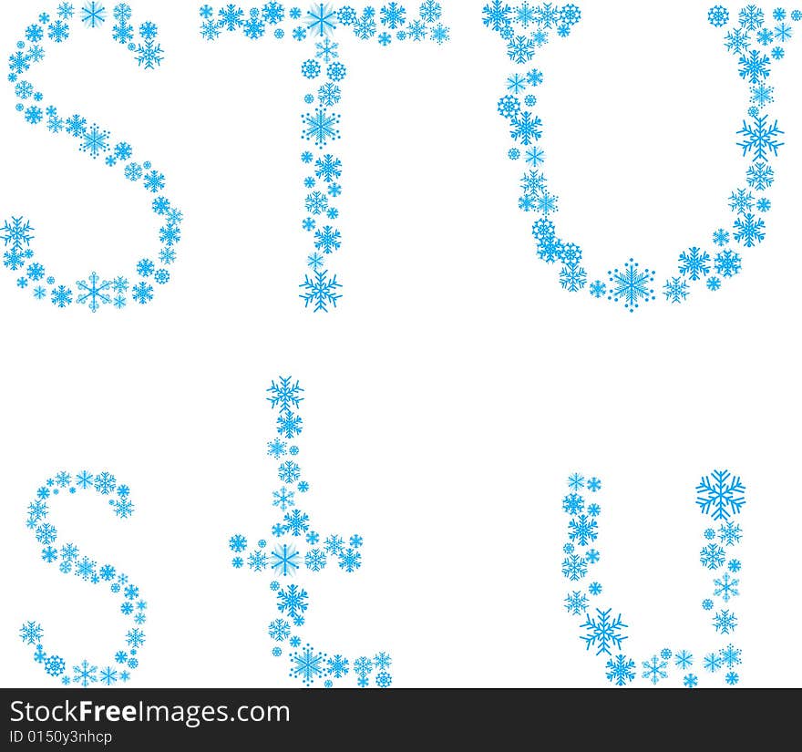 Three snowflake letters. Vector illustration. Three snowflake letters. Vector illustration.