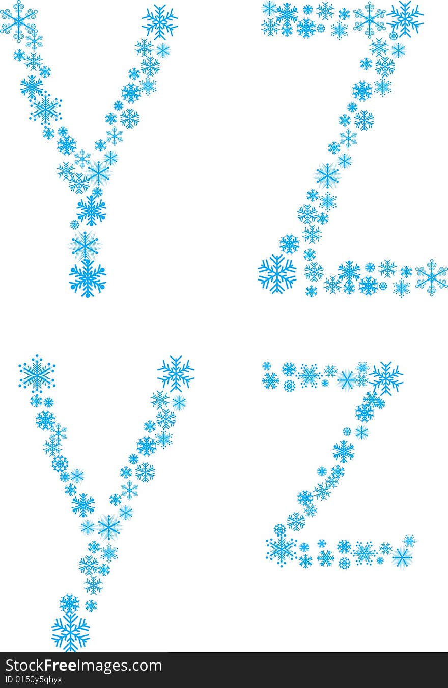 Two snowflake letters. Vector illustration. Two snowflake letters. Vector illustration.