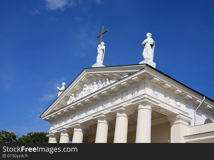 Vilnius cathedral on the sunny summer day.