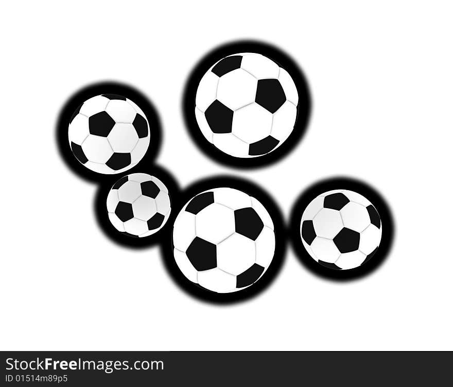 Isolated soccer balls in the air - illustration