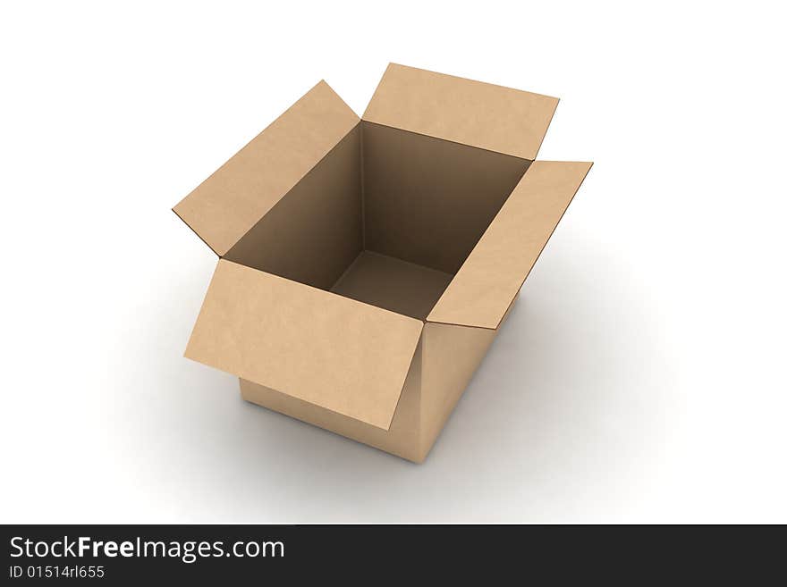 Open empty cardboard - 3d render illustration