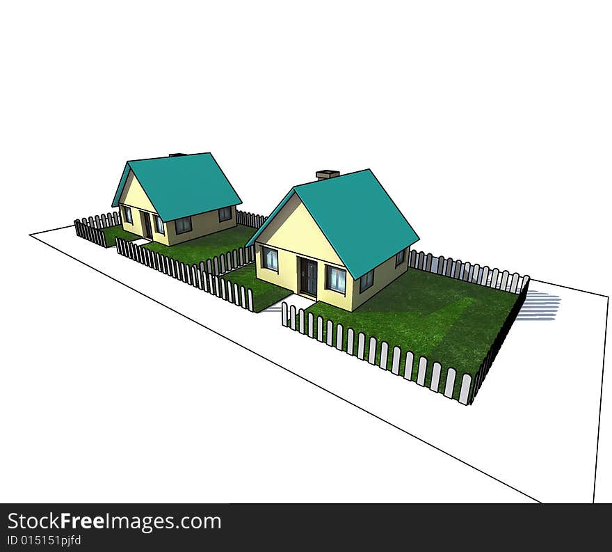 Isolated Houses Illustration