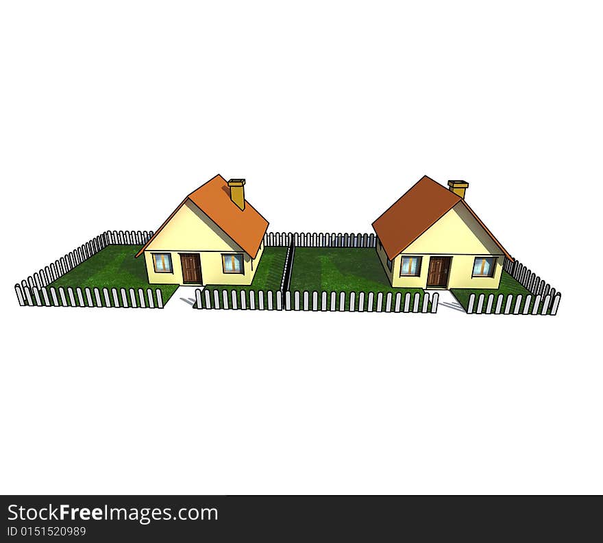 Isolated Houses Illustration