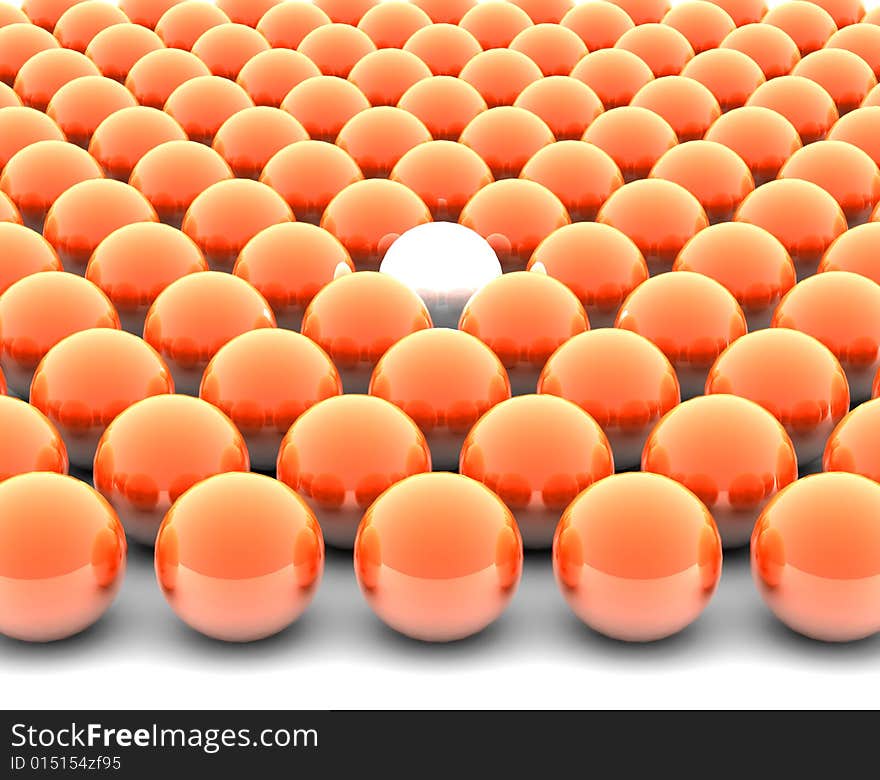 Orange spheres - outsider - 3d render