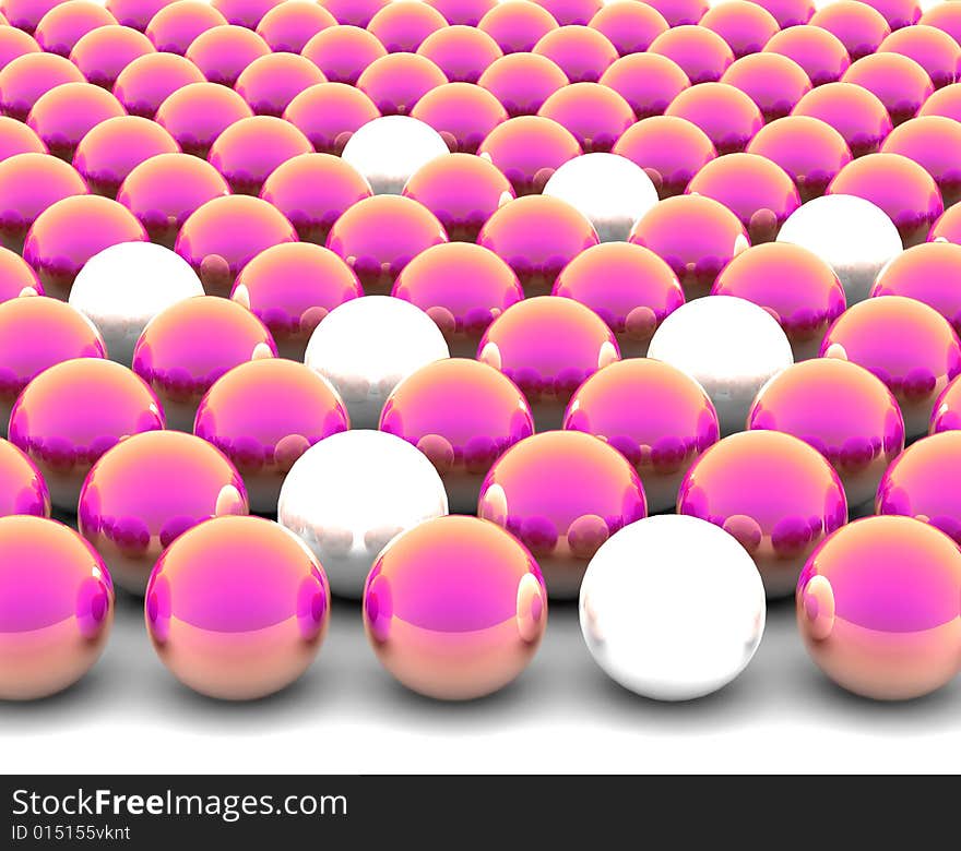 Purple spheres - outsiders - 3d render