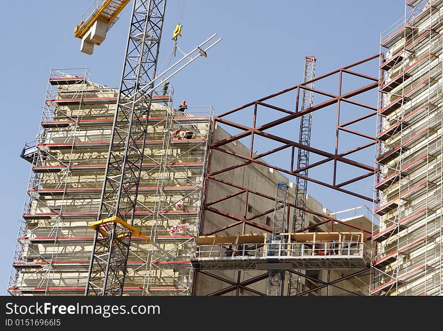 Crane at a house over construction