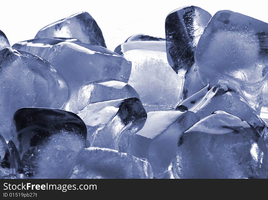 Ice cubes in black background