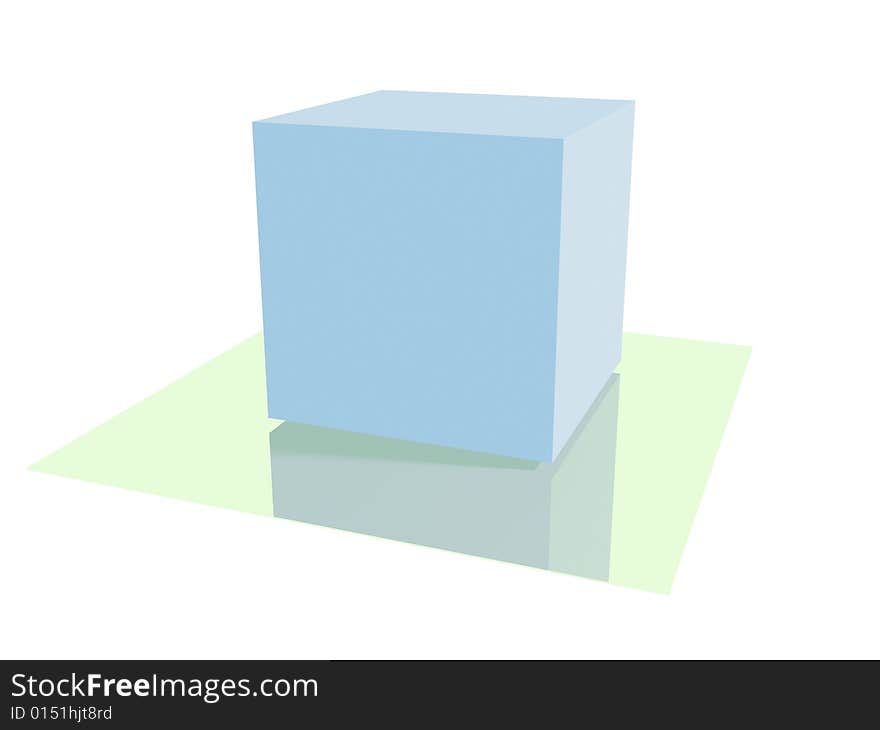 Image contain a cube or square object on the flat mirror