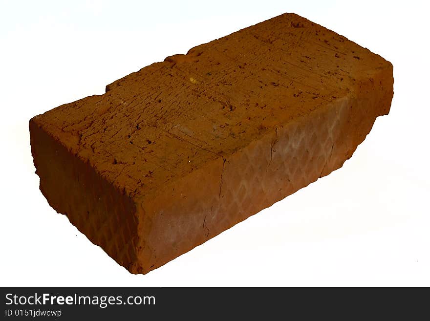 Red brick on a white background is isolated