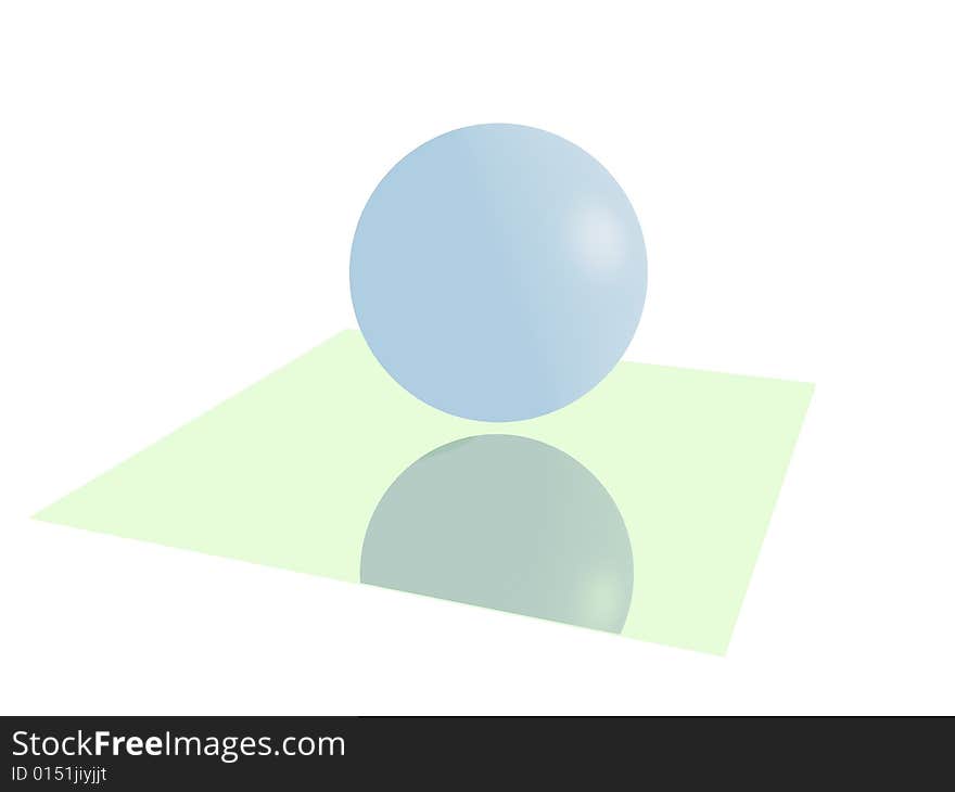 The image that contain a sphere or ball with cool blue colour hanging on the flat mirror. The image that contain a sphere or ball with cool blue colour hanging on the flat mirror