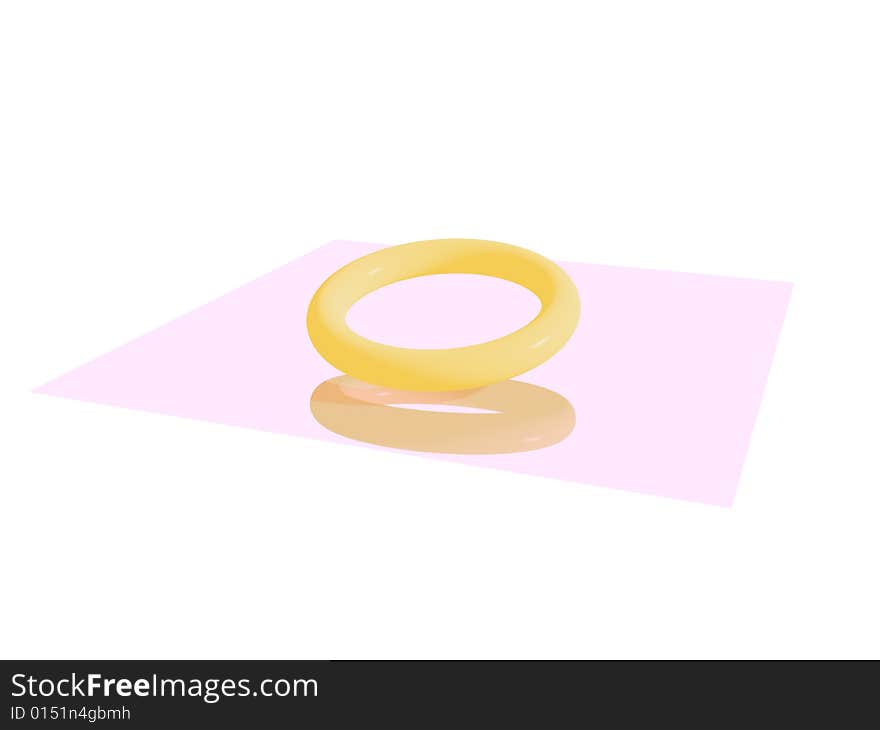 The image that contain a golden ring that shine and hanging on the flat mirror. The image that contain a golden ring that shine and hanging on the flat mirror