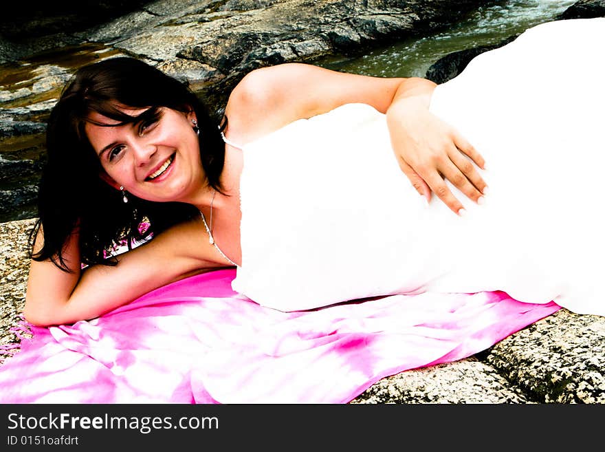 Portrait of a happy young bride on her wedding day.