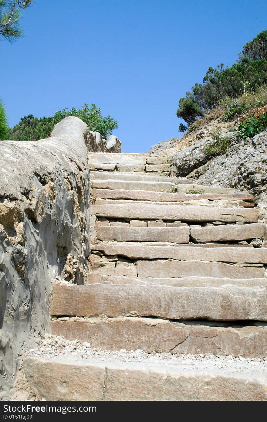 Ladder from a light stone