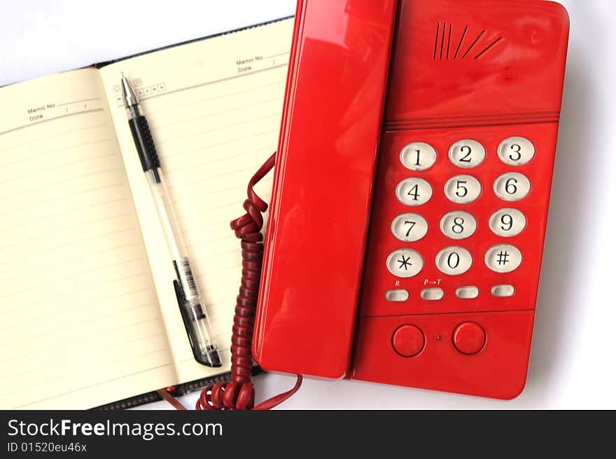 The telephone and note book