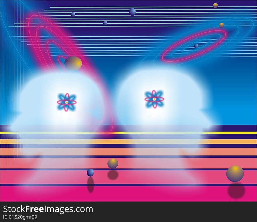 Technology background diagram, under the blue background, there is different arithmetic figure chemical element.