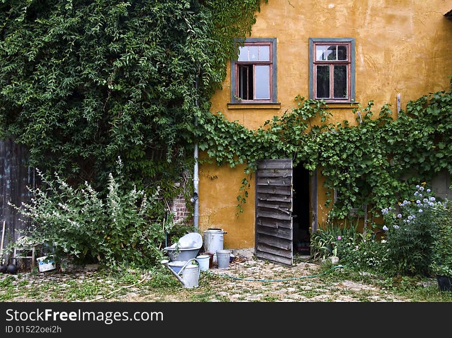 House with ivy, idyllic Village,. House with ivy, idyllic Village,